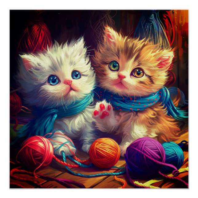 Pôster Gatos e Arte de Fio  (Frente)