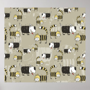 Poster Gatos e Cães: Textura Engraçada Sem Olhos