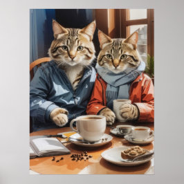 Poster Gatos e Café