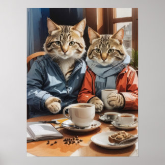 Poster Gatos e Café