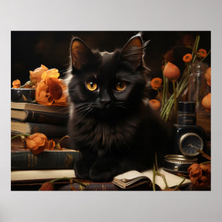 Poster Gatos e Flores de Preto-Cinto