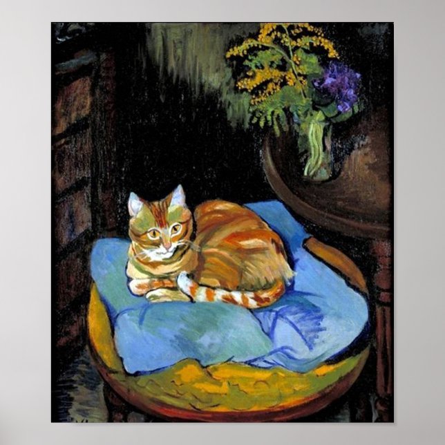 Poster Gatos e Flores em Vase, Suzanne Valadon (Frente)