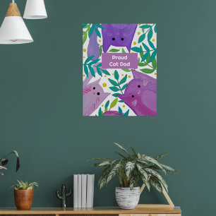 Poster Gatos e galhos pai de gatos orgulhosos