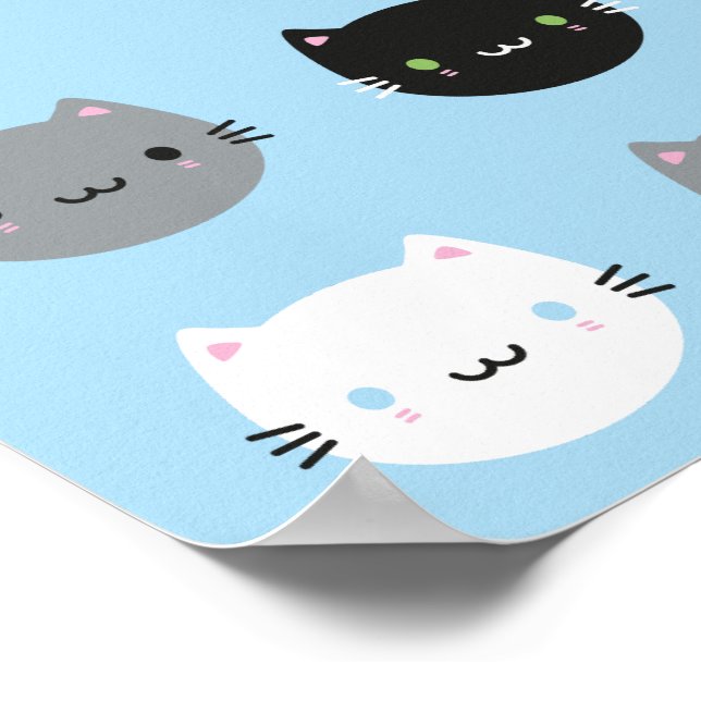 Papel de parede gatinhos kawaii branco e preto