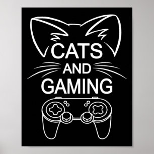 Poster Gatos E Jogos Engraçados Jogando Jogador De Presen