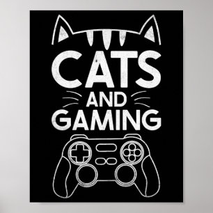 Poster Gatos E Jogos Engraçados Jogando Jogador De Presen