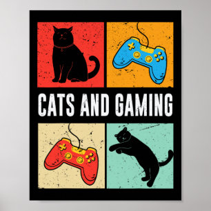 Poster Gatos E Jogos Para O Jogo De Vídeo Gamer Do Gato D