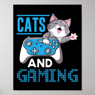 Poster Gatos E Jogos Para O Jogo De Vídeo Gamer Do Gato D