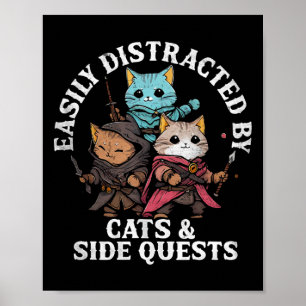 Poster Gatos e missões secundárias design de gato de joga