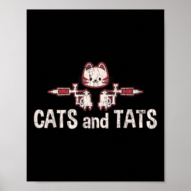Poster Gatos E Tatuagens Engraçado Presente (Frente)