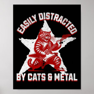 Poster Gatos E Ventilador Metálico Estrela De Rock Pesado