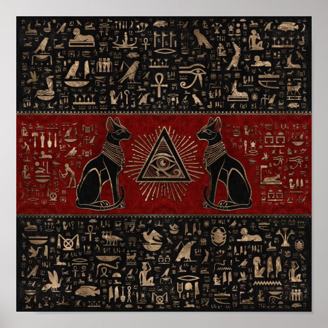 Poster Gatos Egípcios e Olhos de Hódromo (Frente)