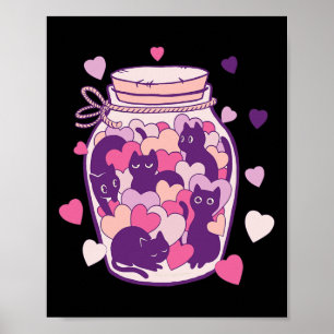 Poster Gatos Em Dia de os namorados De Garrafa Corações B