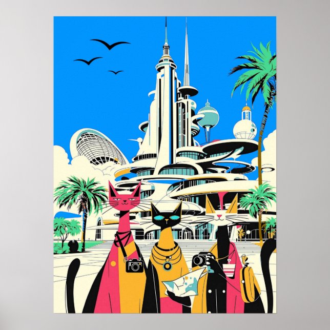 Poster Gatos em Férias Visitem o Futuro (Frente)