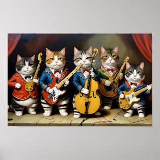Poster Gatos Em Uma Banda