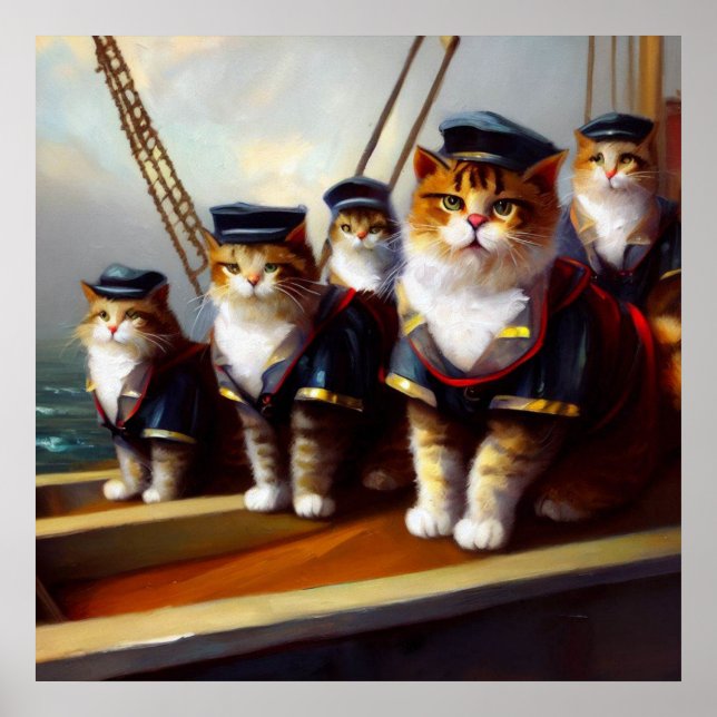 Poster Gatos em uma nave (Frente)
