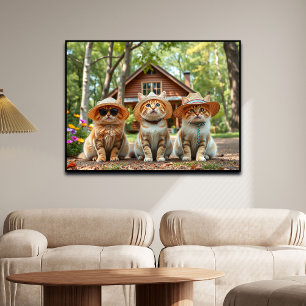 Poster Gatos engraçados com roupas de verão elegantes e c