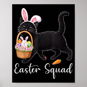 Poster Gatos engraçados de Páscoa Orelhas de Coelho Ovos