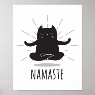 Poster Gatos Engraçados Namaste Poses de Yoga Símbolo Flo