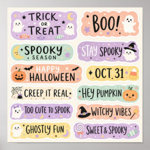 Poster Gatos Fantasmas Fofos do Pastel Goth Halloween