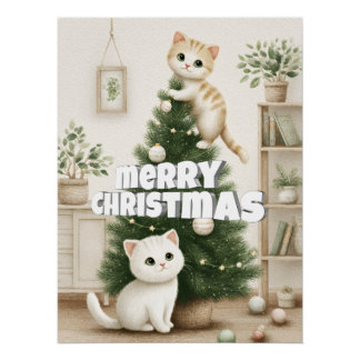 Pôster Gatos Feliz Natal