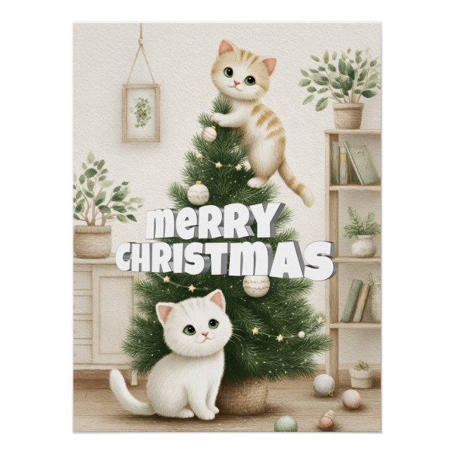Pôster Gatos Feliz Natal (Frente)