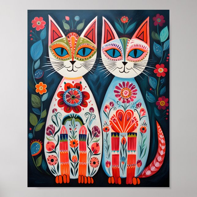 Poster Gatos Folk Scandi (Frente)