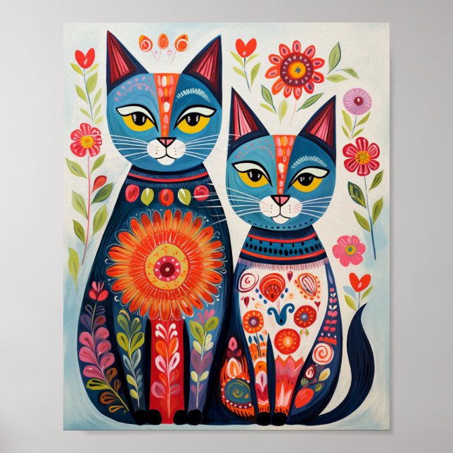 Poster Gatos Folk Scandi (Frente)