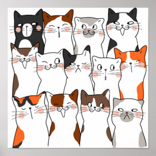 Poster Gatos Funny Kawaii