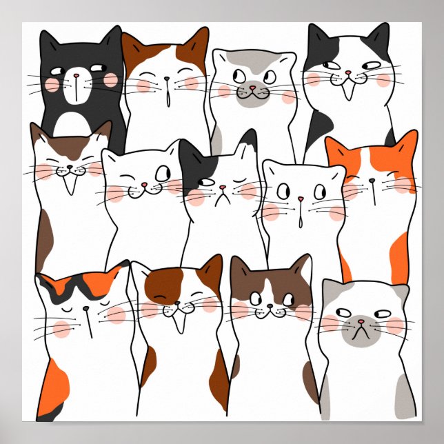 Poster Gatos Funny Kawaii (Frente)