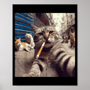 Poster Gatos Gângster Gatos de Rua Selfie Meme Divertido
