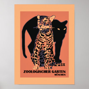 Pôster Gatos grandes do jardim zoológico retro de Munich