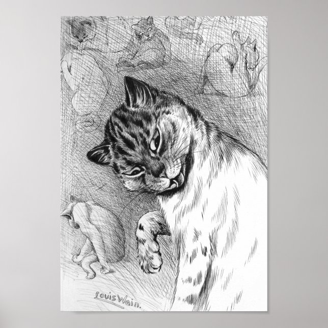 Poster Gatos Higiene, Louis Wain (Frente)
