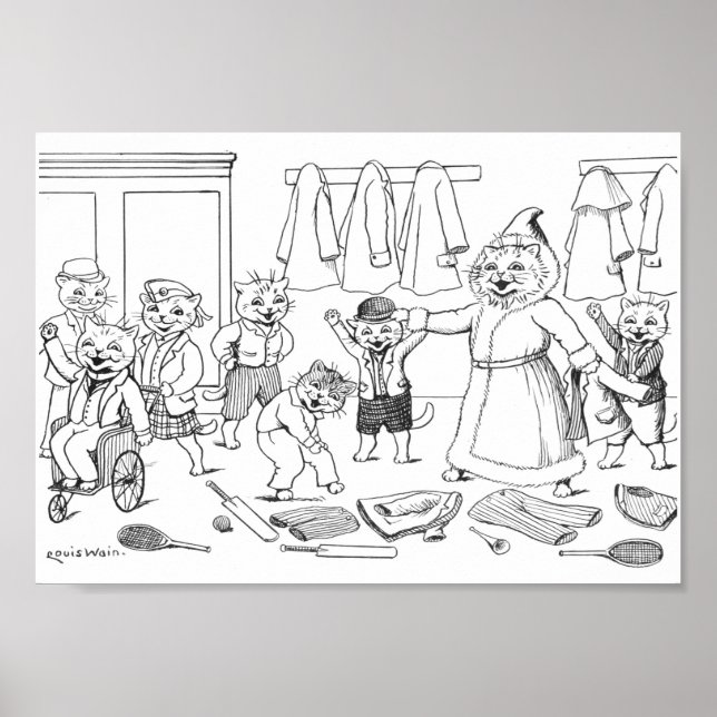 Poster Gatos (Imagem Colorida), Louis Wain (Frente)