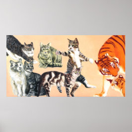 Poster Gatos indo jogar