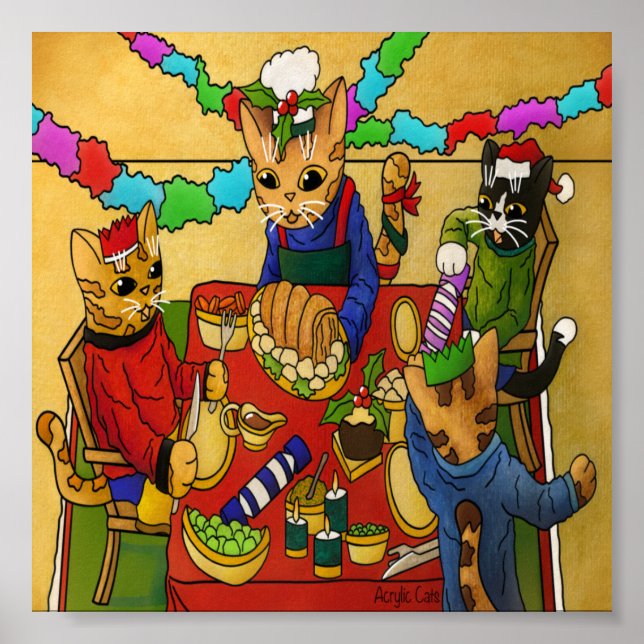 Poster Gatos Jantes de Natal Britânicos (Frente)