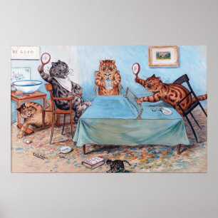Poster Gatos Jogam Tênis de Mesa, Louis Wain