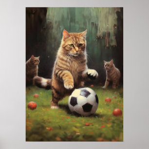 Poster Gatos Jogando Futebol