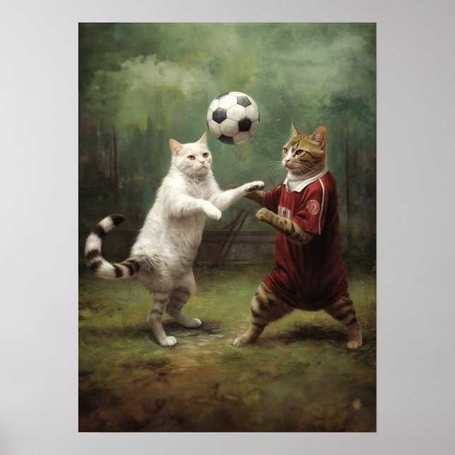 Poster Gatos Jogando Futebol (Frente)