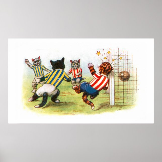 Pôster Gatos jogando futebol (Frente)