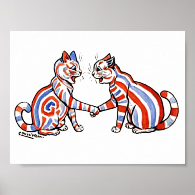 Poster Gatos Lachados, Louis Wain, (Frente)