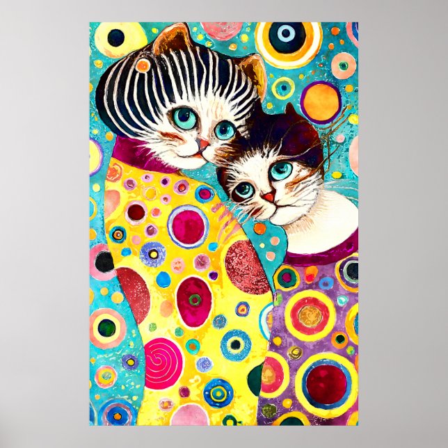 Poster Gatos Loucos Abstratos Legais (Frente)