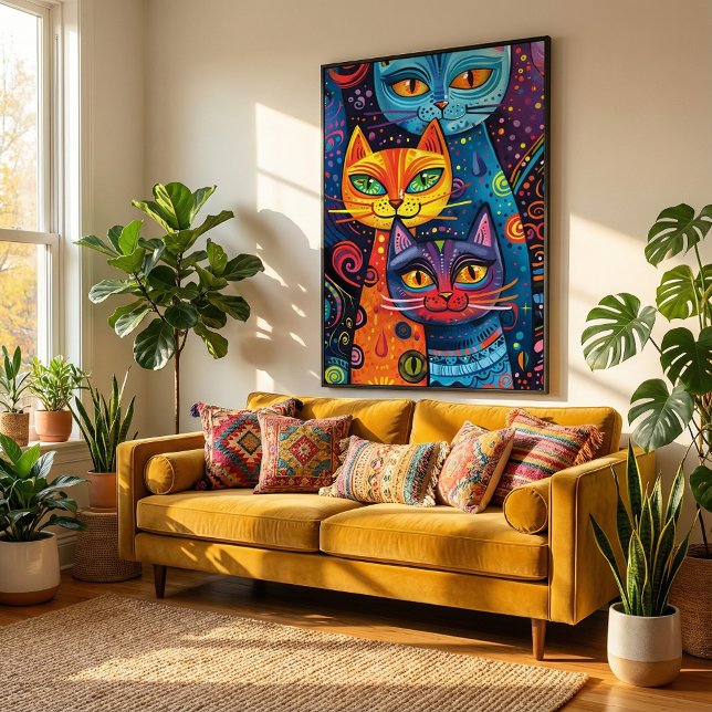 Poster Gatos Loucos: Banner de Cartoon de Portalha Negra (Criador carregado)