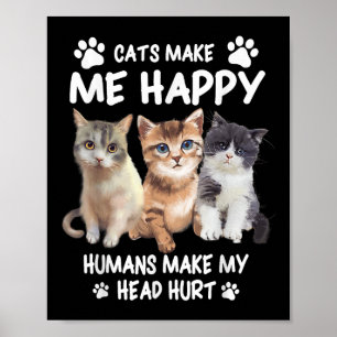 Poster Gatos Me Fazem Feliz Design De Gatinho Fofo