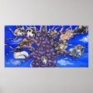Poster Gatos na Árvore Arte Caprichosa
