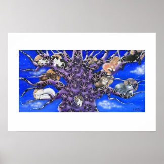 Poster Gatos na Árvore Arte Caprichosa