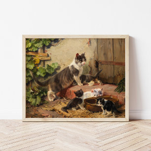 Poster Gatos na tigela de leite   Julius Adam, o Younger
