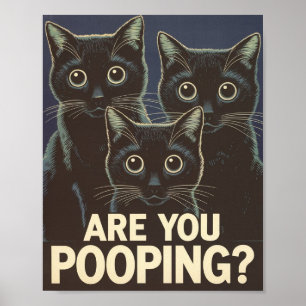 Poster Gatos Negros Engraçados Estão Poopando? Gato Humor