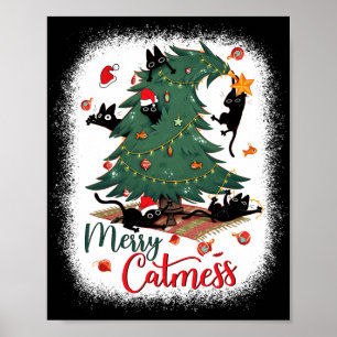 Poster Gatos Negros Engraçados Feliz de Natal Gato Gato
