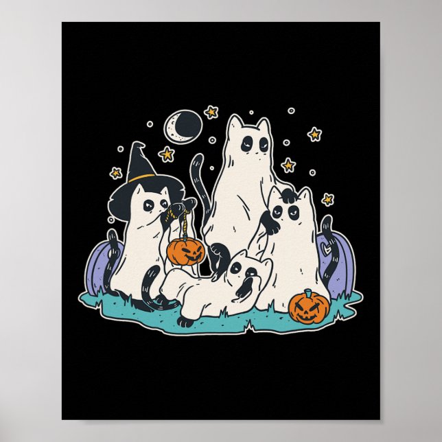 Poster Gatos negros na fantasia fantasma - Mulheres e hom (Frente)